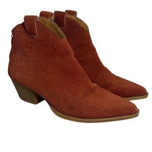 Dingo Kuster Pointed Toe Cowboy Casual Rust Ankle Boot Women's Size 6.5